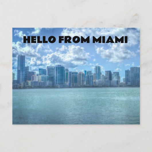 HELLO VON MIAMI FLORIDA SKYLINE POSTCARDS POSTKARTE (Vorderseite)