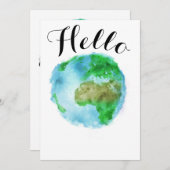 Hello Wasserfarbenkarte Einladung (Vorne/Hinten)