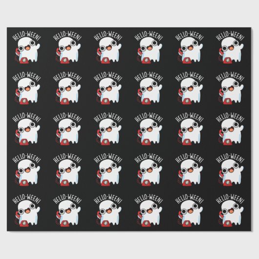 Hello-ween Funny Ghost Pun Dark BG Geschenkpapier (Flach)