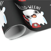 Hello-ween Funny Ghost Pun Dark BG Geschenkpapier (Rolleneckpunkt)