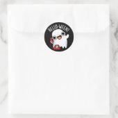 Hello-ween Funny Ghost Pun Dark BG Runder Aufkleber (Tasche)