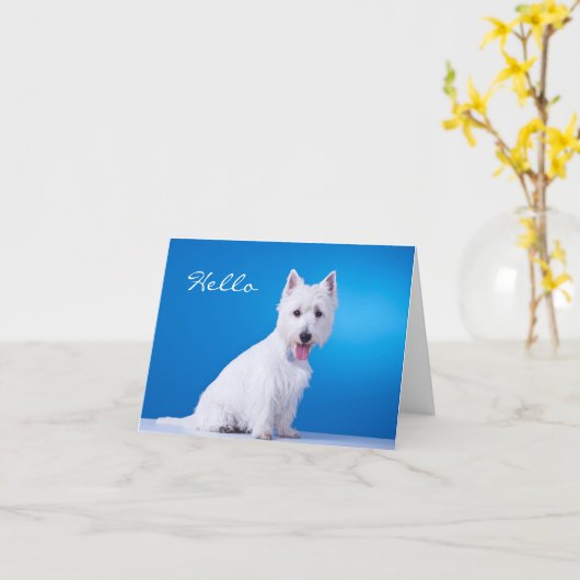 Hello West Highland Terrier Blank Note Card Karte (Gelbe Blume)