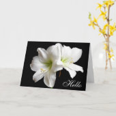 Hello White Lily Blume Grußkarte auf Black Karte (Gelbe Blume)