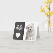 Hello White Maltese Puppy Chalkboard Note Card Karte (Gelbe Blume)