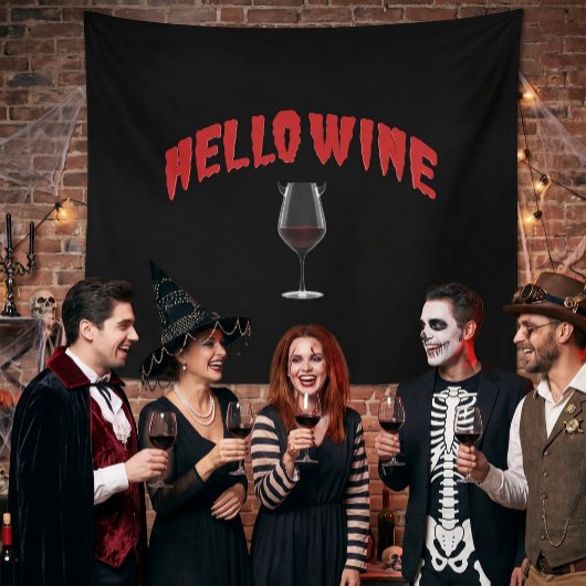 Hello Wine - Ein Halloween-Foto-Stand Wandteppich