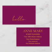 Hello Wine Pink Orange Script Typography Modern Visitenkarte (Vorne/Hinten)