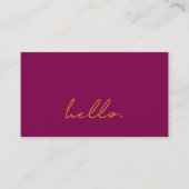 Hello Wine Pink Orange Script Typography Modern Visitenkarte (Vorderseite)