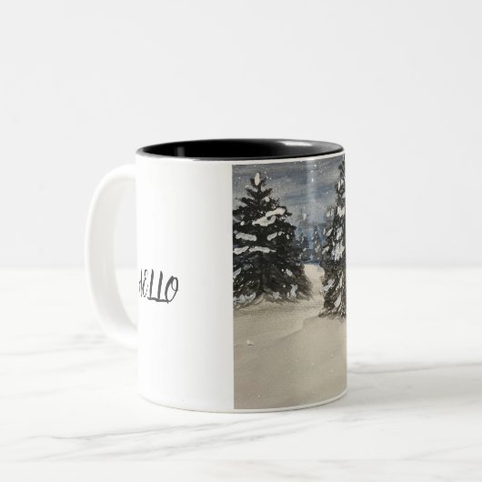 Hello Winter Classic Tasse, 11 oz Zweifarbige Tasse (Vorderseite Links)