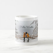 Hello Winter Couple Foto Kaffeetasse (Mittel)