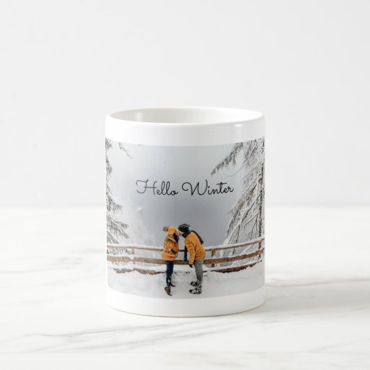 Hello Winter Couple Foto Kaffeetasse (Mittel)