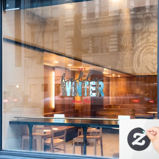 Hello Winter Customize Fensteraufkleber (Café-Fenster)