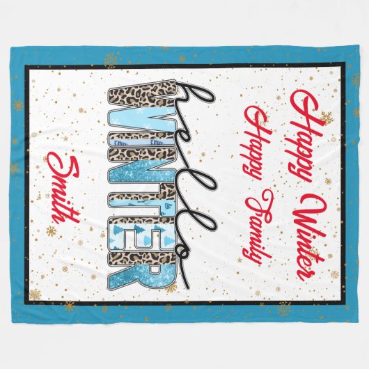 Hello Winter Customize Fleecedecke (Vorderseite (Horizontal))