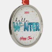 Hello Winter Customize Ornament Aus Metall (Rechts)