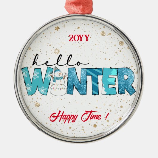 Hello Winter Customize Ornament Aus Metall (Vorne)