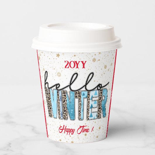 Hello Winter Customize Pappbecher (Vorderseite)