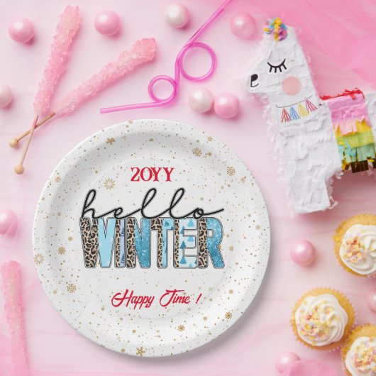 Hello Winter Customize Pappteller (Party)