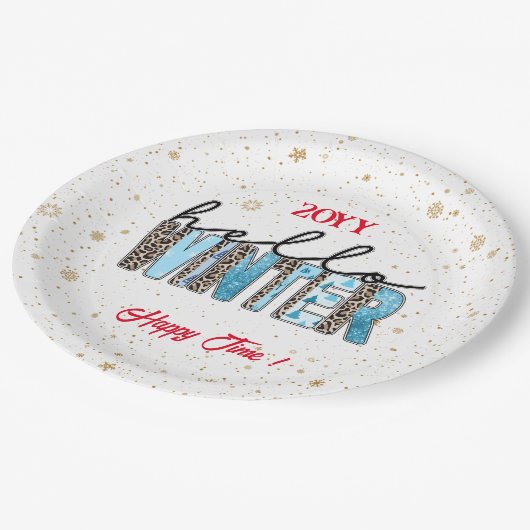 Hello Winter Customize Pappteller (Schrägansicht)