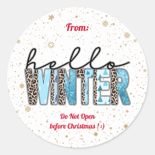 Hello Winter Customize Runder Aufkleber (Vorderseite)