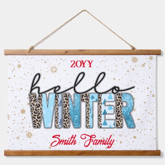 Hello Winter Customize Wandteppich Mit Holzrahmen (Vorne)