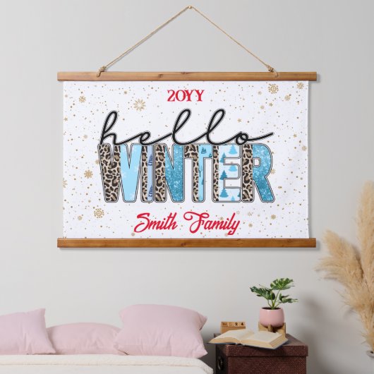 Hello Winter Customize Wandteppich Mit Holzrahmen (Schlafzimmer)