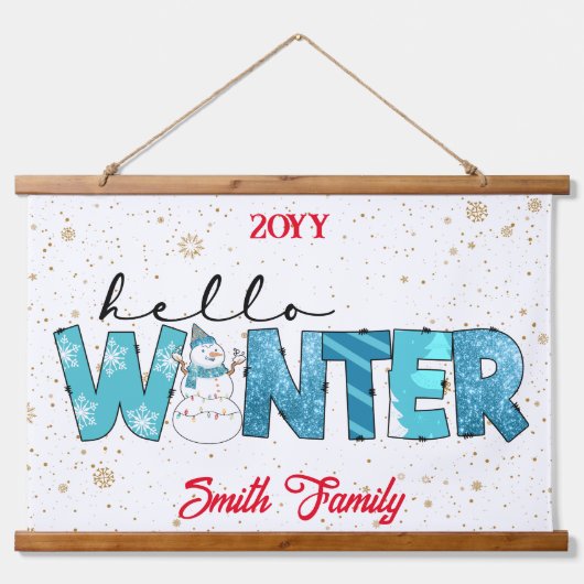 Hello Winter Customize Wandteppich Mit Holzrahmen (Vorne)