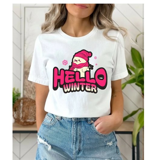 Hello Winter Cute Snowman Tri-Blend Shirt