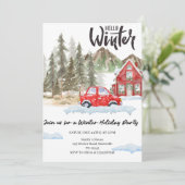 Hello Winter Holiday party -Snowflake Winter Party Einladung (Stehend Vorderseite)