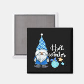 Hello Winter, Nordic Christmas Gnome Magnet (Vorderseite/Rückseite)