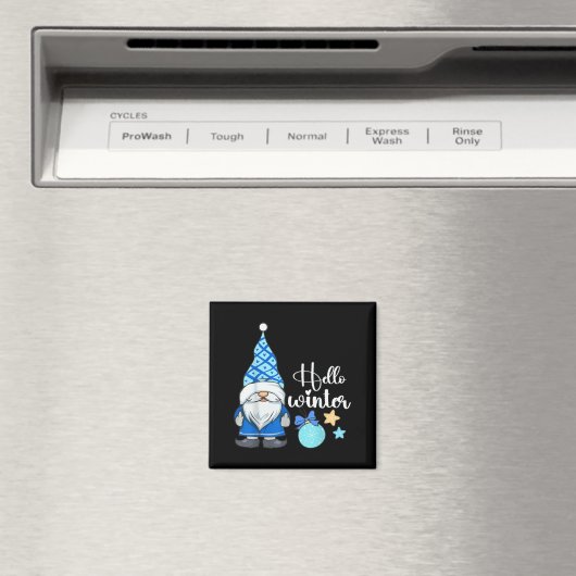 Hello Winter, Nordic Christmas Gnome  Magnet (In Situ (Geschirrspüler))