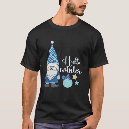 Hello Winter nordic Christmas gnome T-Shirt (Vorderseite)