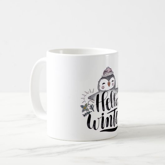Hello Winter Penguin Mug Kaffeetasse (Vorderseite Links)