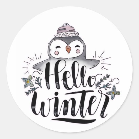 Hello Winter Penguin Sticker (Vorderseite)