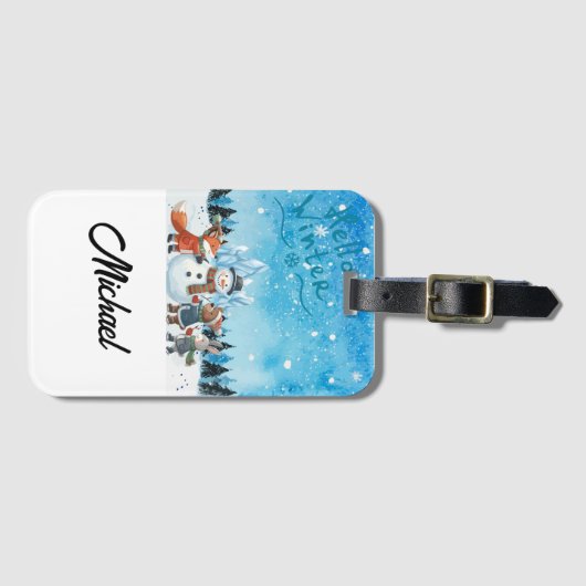 Hello Winter Personalized Luggage Tag Gepäckanhänger (Vorderseite (Horizontal))