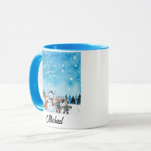 Hello Winter Personalized Mug Tasse (Vorderseite Links)