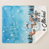 Hello Winter Personalized Sherpa Blanket Sherpadecke (Vorderseite (Horizontal))