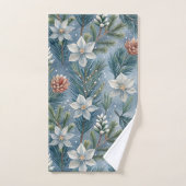 Hello Winter Pines & Flowers  Badhandtuch Set (Handtuch)