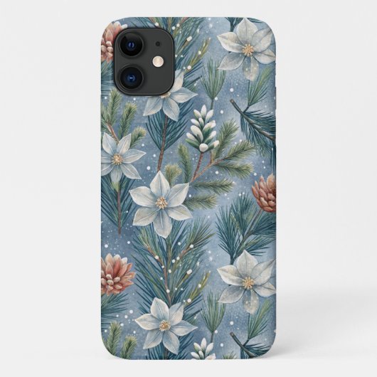 Hello Winter Pines & Flowers Case-Mate iPhone Hülle (Rückseite)