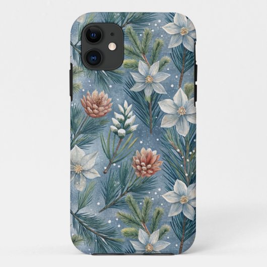 Hello Winter Pines & Flowers Case-Mate iPhone Hülle (Rückseite)