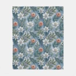 Hello Winter Pines & Flowers Fleecedecke