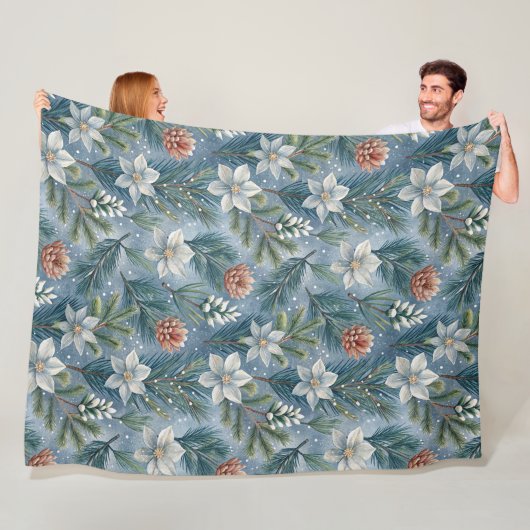 Hello Winter Pines & Flowers  Fleecedecke (Beispiel)