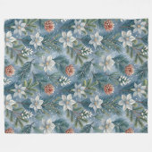 Hello Winter Pines & Flowers  Fleecedecke (Vorderseite (Horizontal))