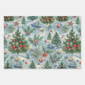 Hello Winter Pines & Flowers Geschenkpapier Set (Vorderseite 3)
