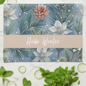 Hello Winter Pines & Flowers Geschirrtuch (Gefaltet)