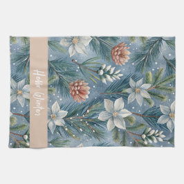 Hello Winter Pines & Flowers Geschirrtuch