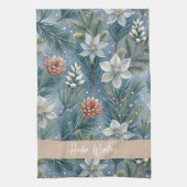 Hello Winter Pines & Flowers Geschirrtuch (Vertikal)