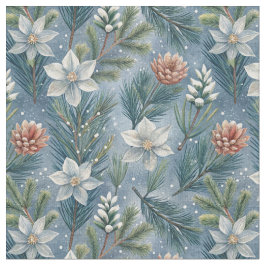 Hello Winter Pines & Flowers Stoff