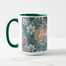 Hello Winter Pines & Flowers Tasse