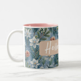 Hello Winter Pines & Flowers Zweifarbige Tasse