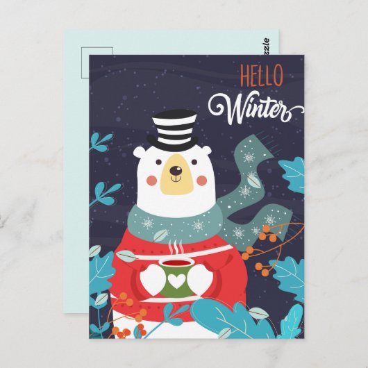 Hello Winter Postcard Postkarte (Vorne/Hinten)