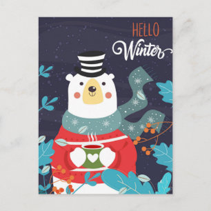 Hello Winter Postcard Postkarte